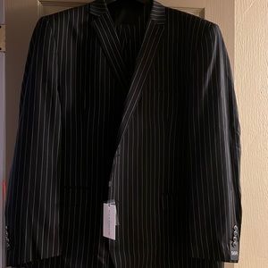 BRAND NEW black with white pinstripes 3 piece suit 56R